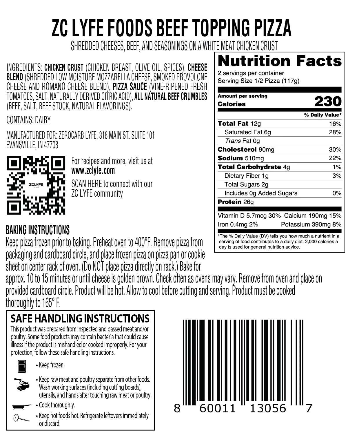 6 Low Carb, High Protein Beef Topping Pizza - 100% Chicken Crust - Image 5